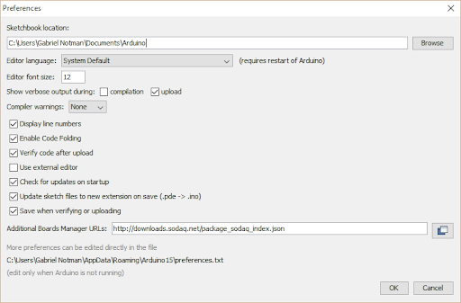 Add SODAQ SARA board to Arduino IDE