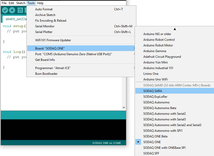 Select board and port in Arduino IDE
