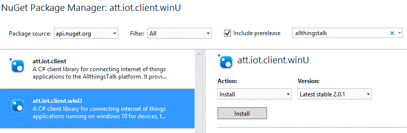 Installing packages with nuget